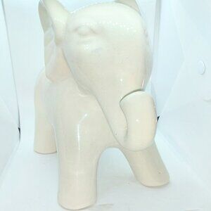 Anthropologie Ceramic Elephant White Statue Home Decor Animal Book End Figurine